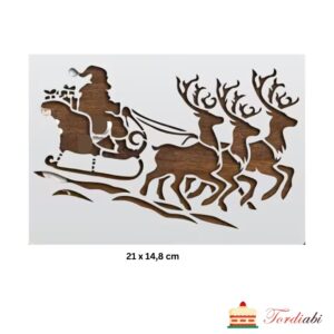 Tordiabi jõuluteemaline sabloon jõuluvana põhjapõtrade ja saaniga