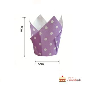 Tordiabi lillad täpilised tulp muffinivormid