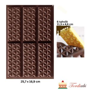 Tordiabi sokolaaditahvli vorm 6 teemanti mustriga tahvlit