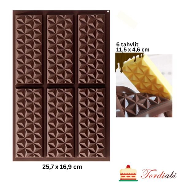 Tordiabi sokolaaditahvli vorm 6 teemanti mustriga tahvlit