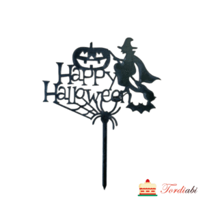 Tordi topper HAPPY HALLOWEEN - kõrvits, nõid, ämblik
