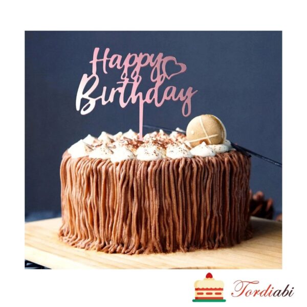 Tordiabi topper Happy Birthday roosa tordiga