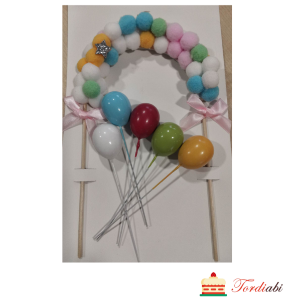 Tordiabi tordi topperid õhupallid ja värviline vikerkaar