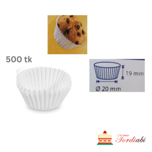 Tordiabi valged kommipaberid mini-muffinivormid 500 tk