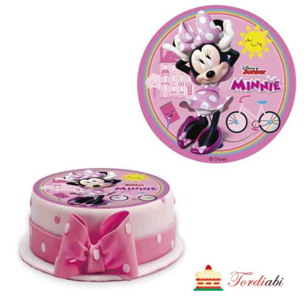 Tordiabi minnie mouse ümmargune tordipilt roosa 15 cm