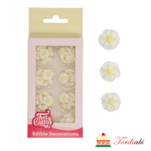 Tordiabi pisikesed valged lilleõied kollase südamikuga 56 tk funcakes