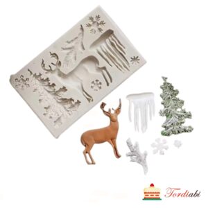 Tordiabi silikoonvorm hirv kuusk kuuseoks lumehelbed jääpurikad