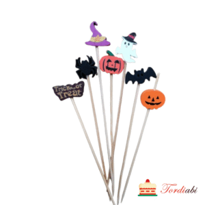 Puidust Halloweeni 2D topperid tordile/ tassikookidele, 7 tk