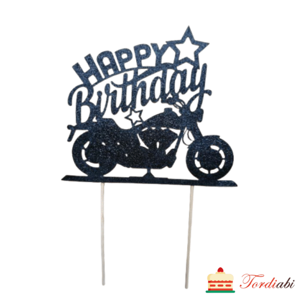Tordi topper HAPPY Birthday mootorrattaga/ tähtedaga
