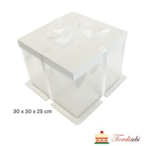 Tordiabi elegantne läbipaistev tordikarp valge paelaga
