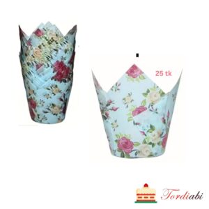 Tordiabi roosidega muffini tulp küpsetusvormid helesinised