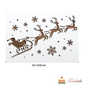 Tordiabi jõuluteemaline sabloon jõuluvana saaniga põhjapõtradega lumehelbed