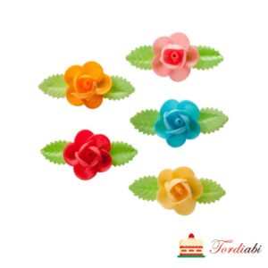 Tordiabi vahvlidekoor värvilised roosid kahe lehega 50 tk