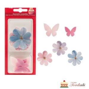 Tordiabi kaunistuskomplekt vahvlidekoorid lilled ja liblikad