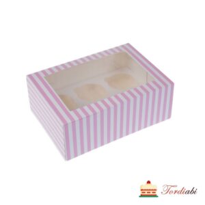 Tordiabi roosa triibuline muffinikarp 6le muffinile