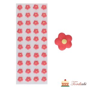 Tordiabi suhkrudekoor pisikesed punased lilleõied kollase südamikuga