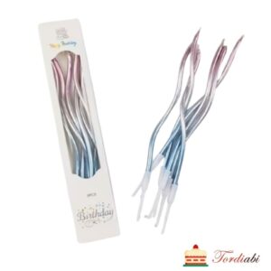 Tordiabi varjundiga kõverad tordiküünlad helesinine lilla