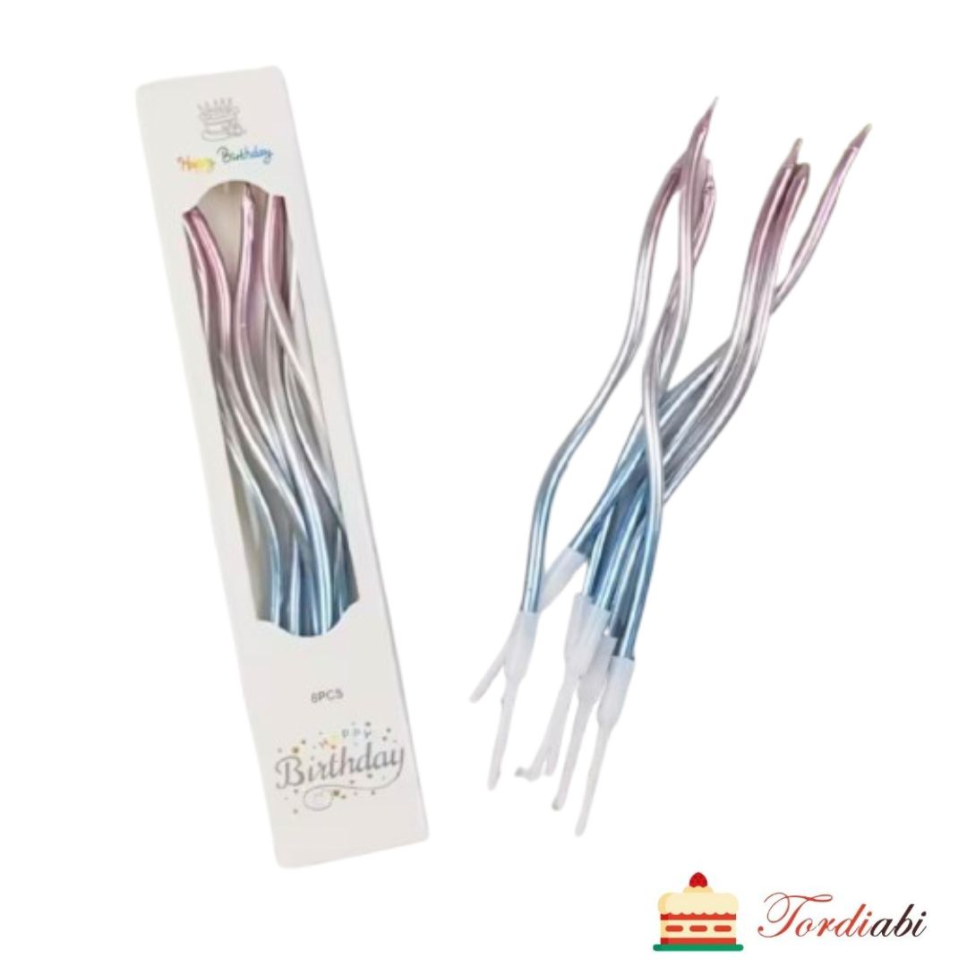 Tordiabi varjundiga kõverad tordiküünlad helesinine lilla