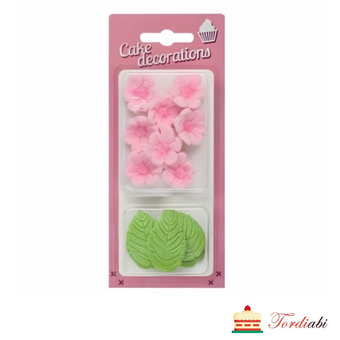 Tordiabi kaunistuskomplekt suhkrudekoorid õrnroosad lilleõied