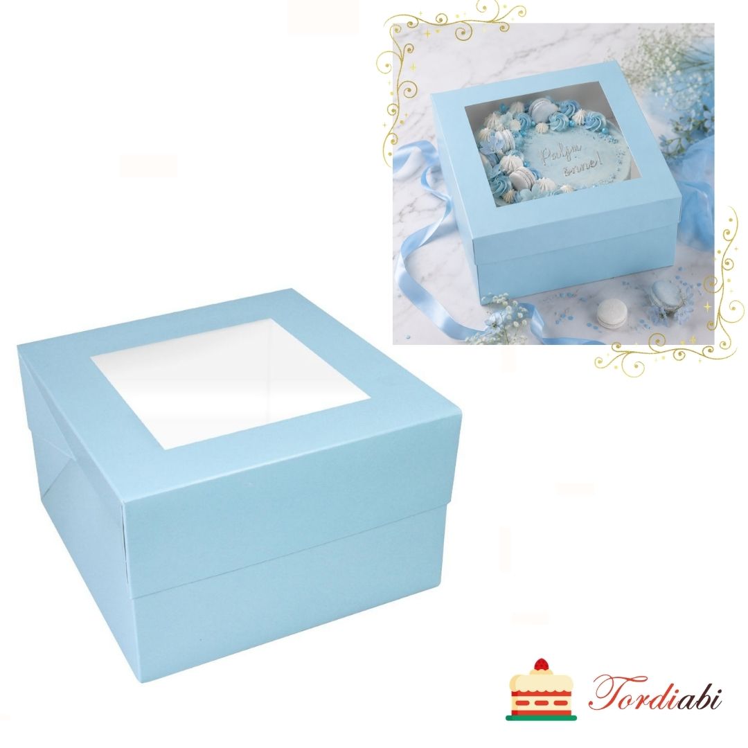 Tordiabi helesinine tordikarp aknaga tort